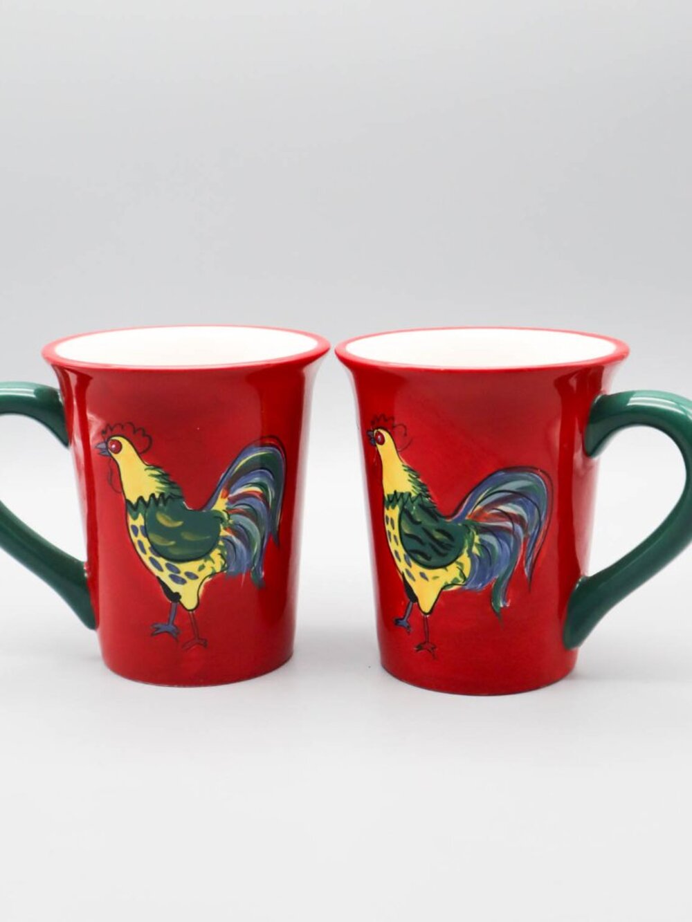 The Bunnery Jackson Hole WY Red Rooster Coffee Mugs XL 14oz Farmhouse Country